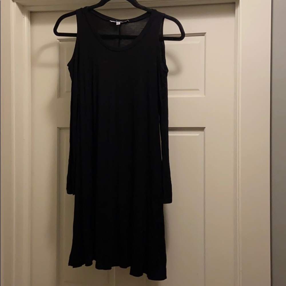 Shoulderless black long sleeve dress